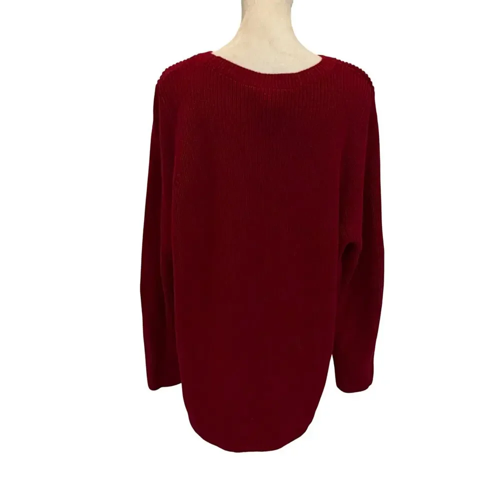 Eileen Fisher Red 100% Italian Wool Sweater Womens Size Medium